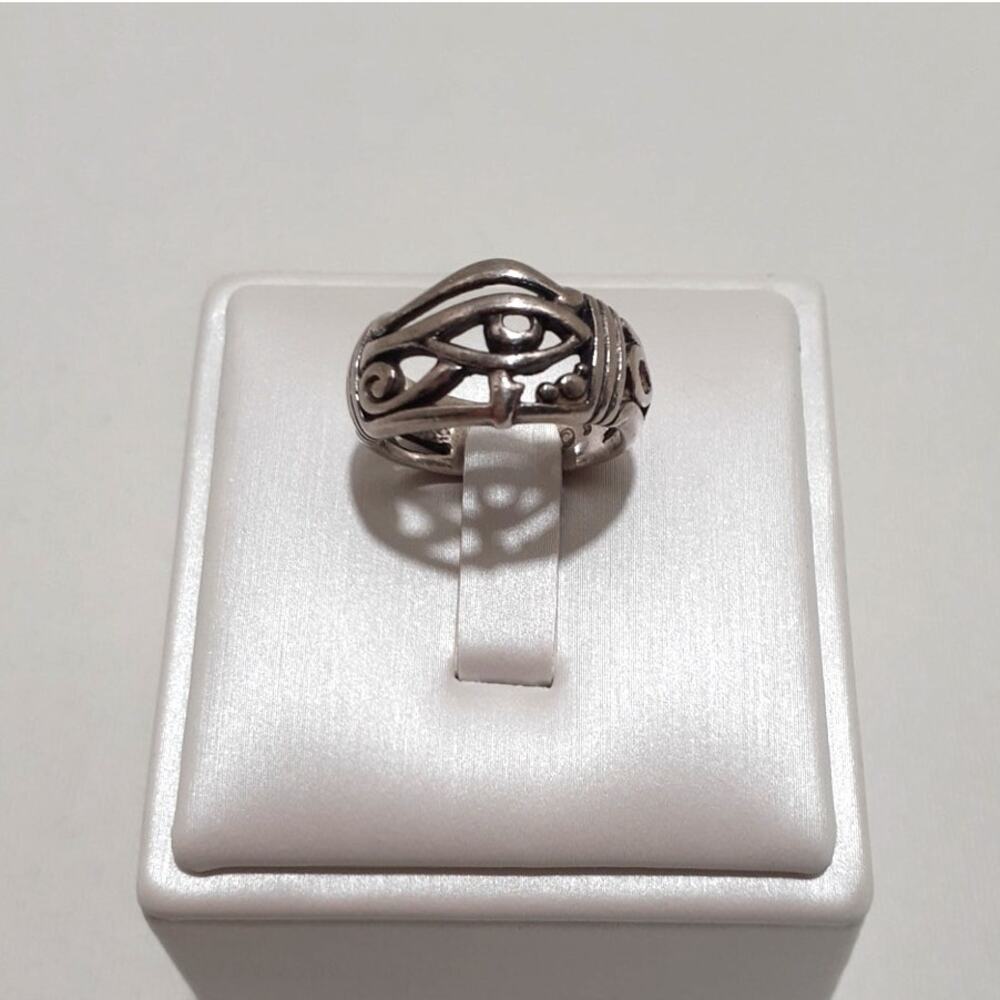 Eye of Ra Horus Egyptian Style Sterling Silver Ring Size 5.5